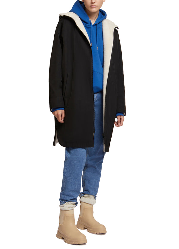 Reversible parka in water-repellent technical fabric and shearling-Yves Salomon-Winter sale & boxing day