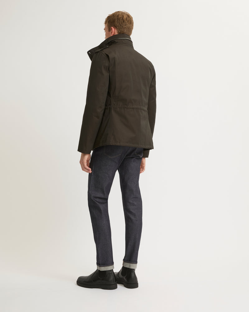 Technical Gabardine Field Jacket With Mink Collar - brown - Yves Salomon