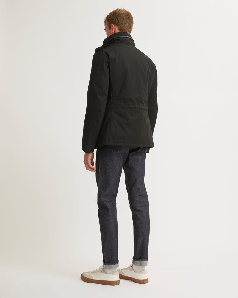 Technical Gabardine Field Jacket With Mink Collar - black - Yves Salomon