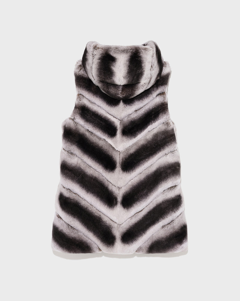 Rex rabbit fur hooded gilet - grey - Yves Salomon