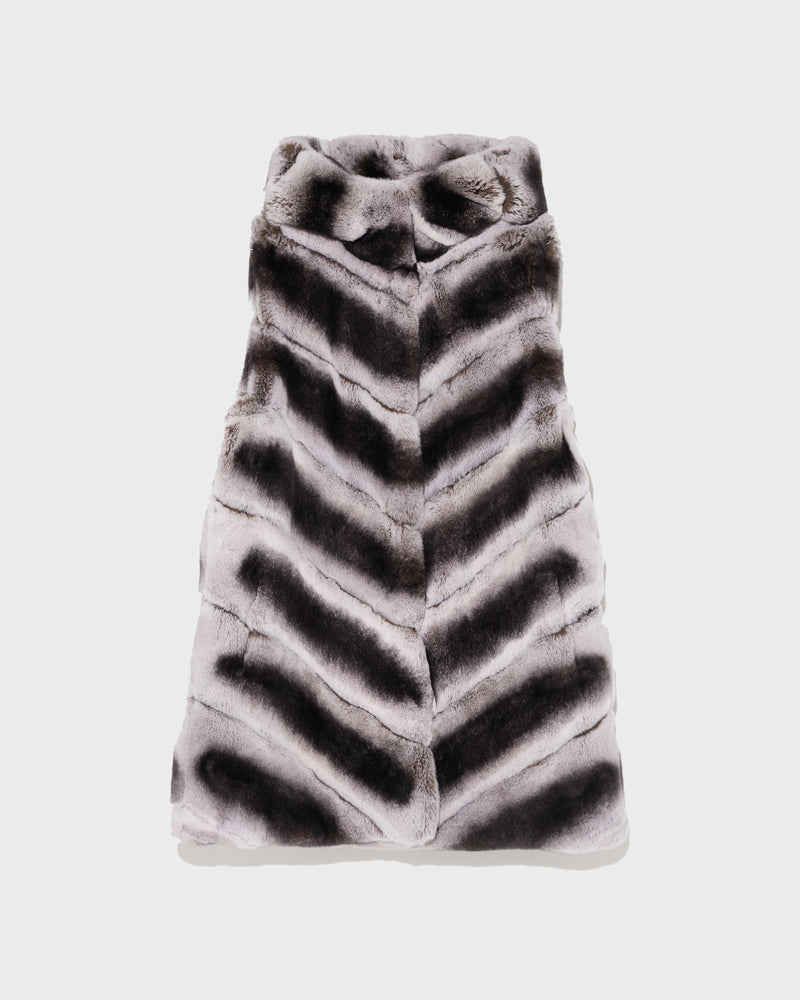 Rex rabbit fur hooded gilet - grey - Yves Salomon