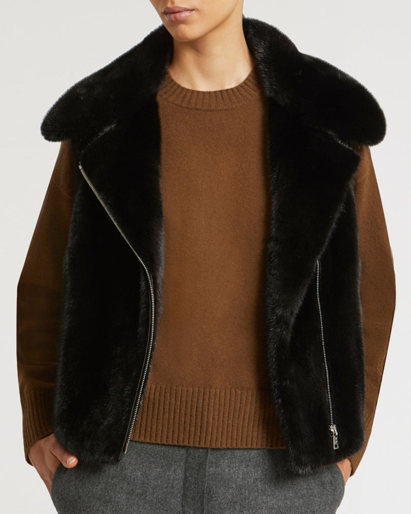 Short jacket in long-haired mink fur-Yves Salomon-Winter sale & boxing day