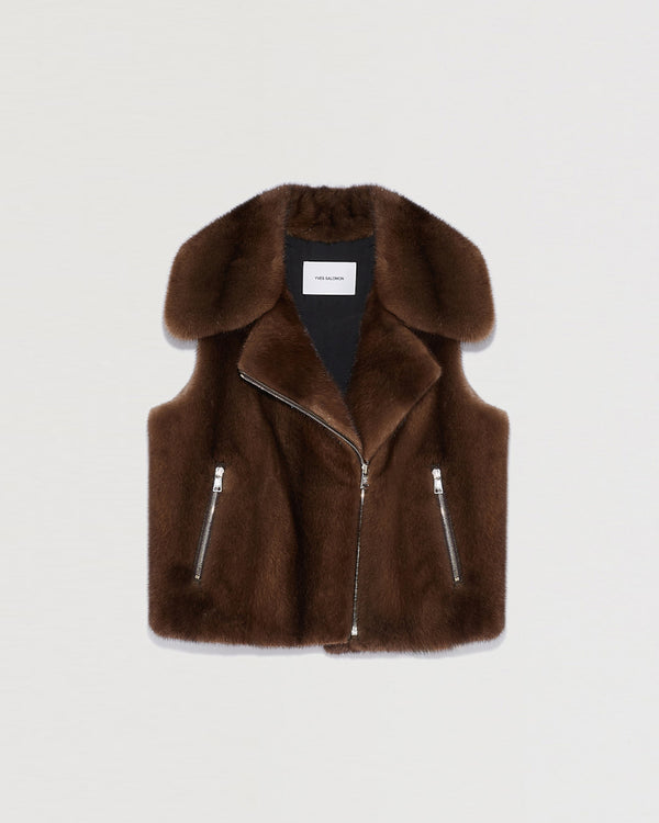 Short gilet in long-haired mink fur-Yves Salomon-Winter sale & boxing day