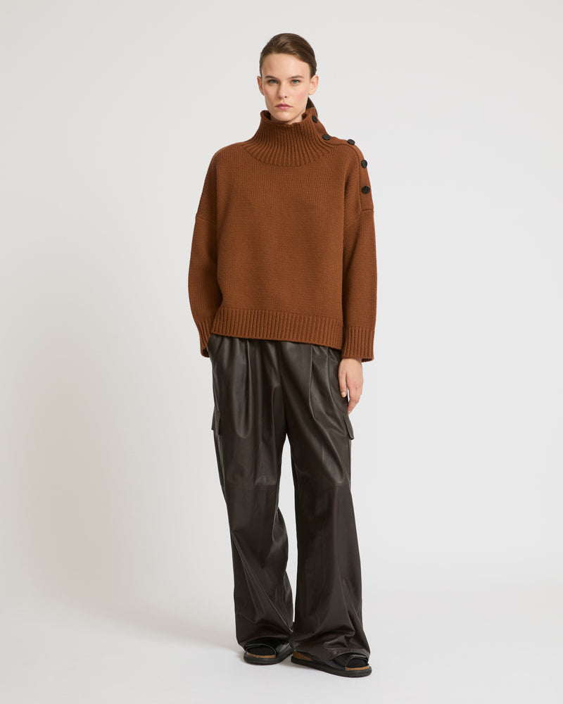 Oversized knit jumper - brown - Yves Salomon