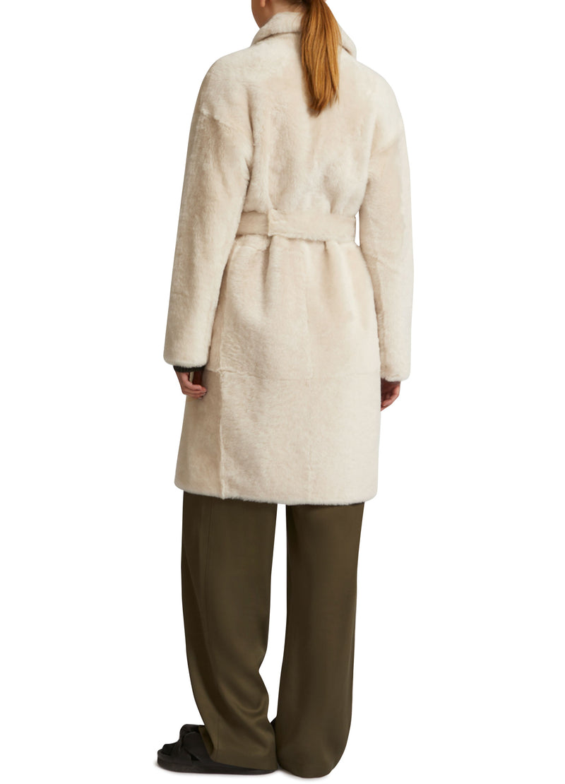 Belted shearling coat