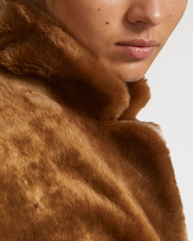 Belted shearling coat