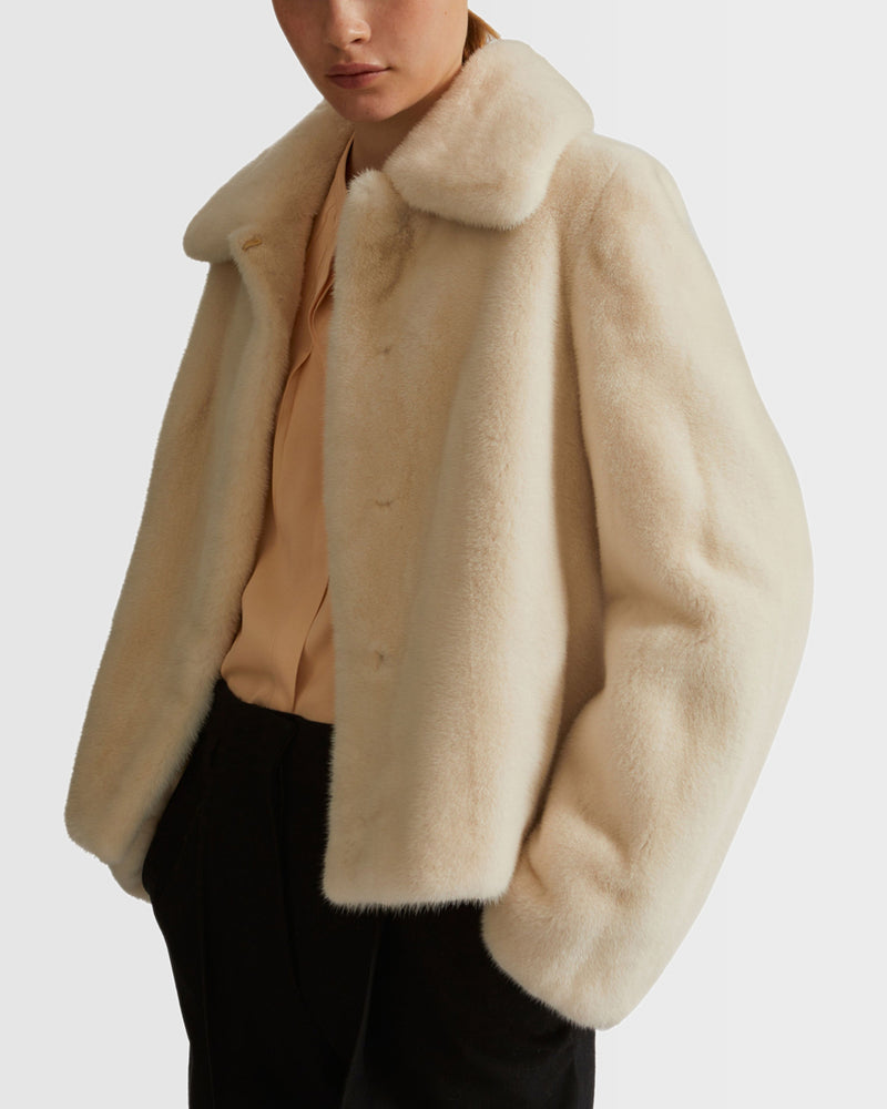 Short jacket in long-haired mink fur