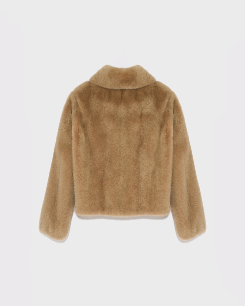 Short jacket in long-haired mink fur - beige - Yves Salomon