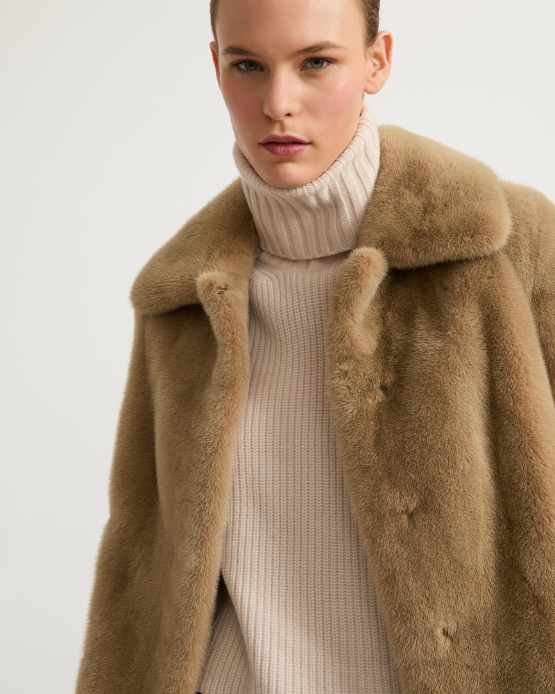 Short jacket in long-haired mink fur - beige - Yves Salomon