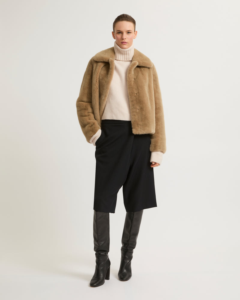 Short jacket in long-haired mink fur - beige - Yves Salomon