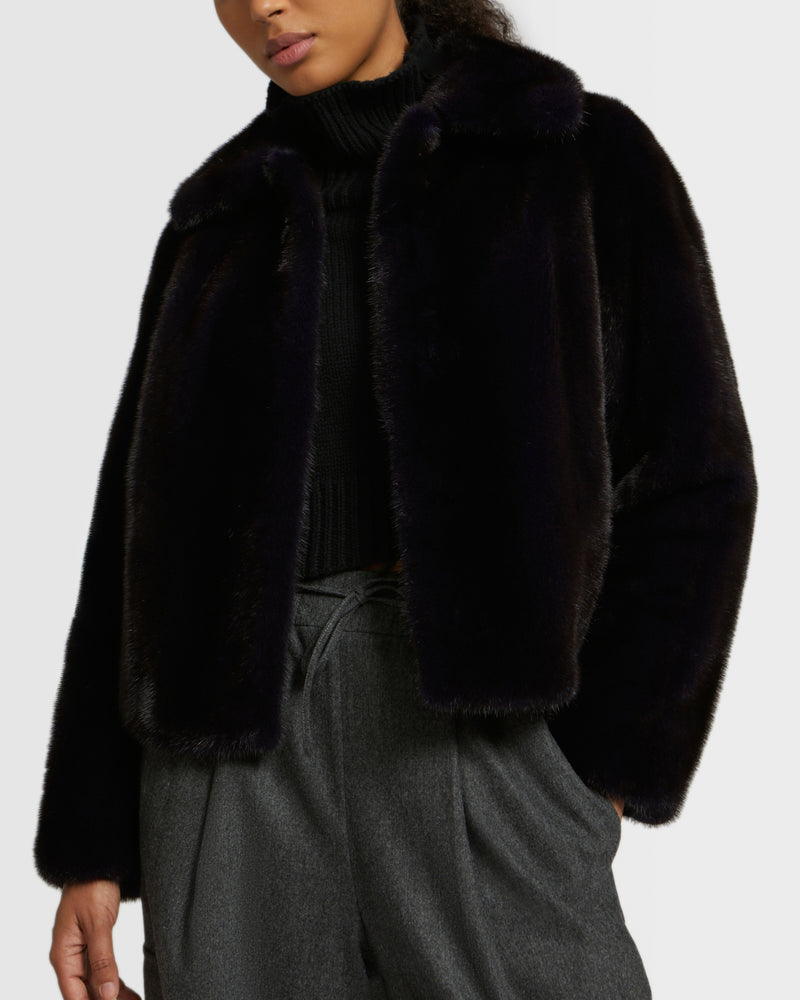 Short jacket in long-haired mink fur