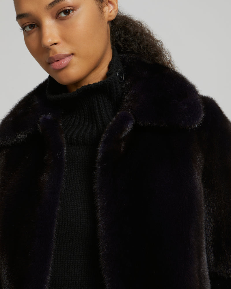 Short jacket in long-haired mink fur