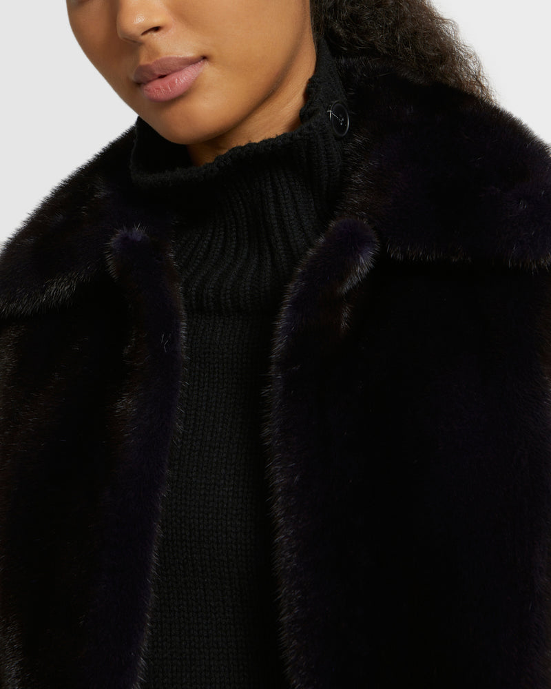 Short jacket in long-haired mink fur