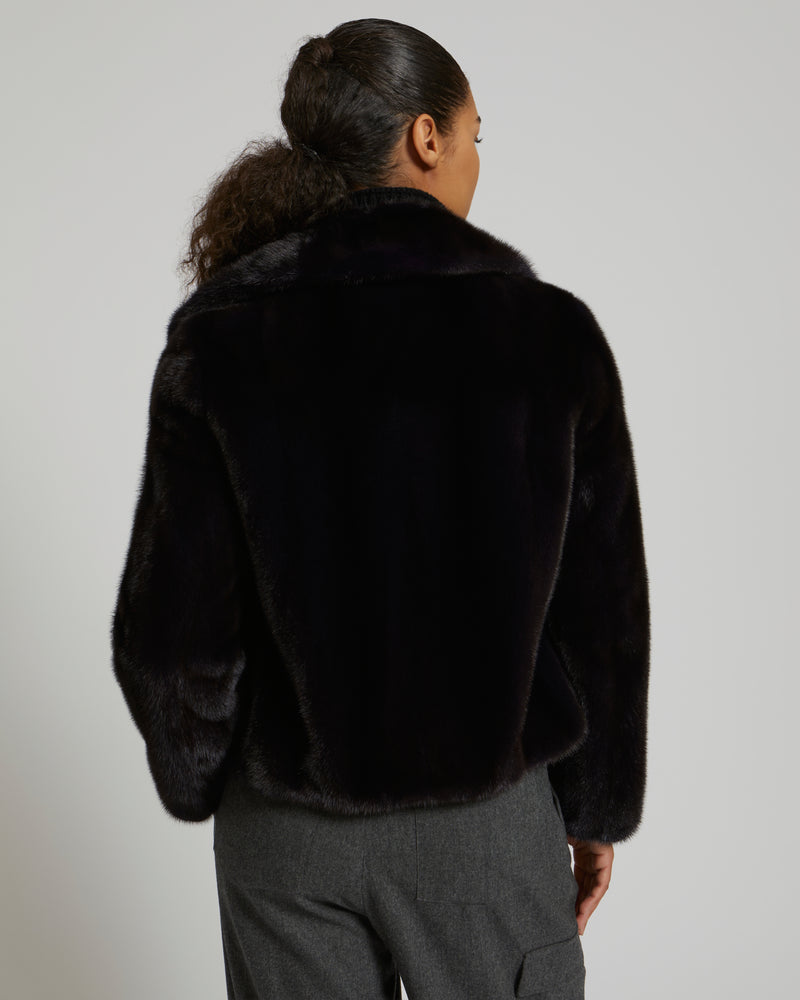 Short jacket in long-haired mink fur