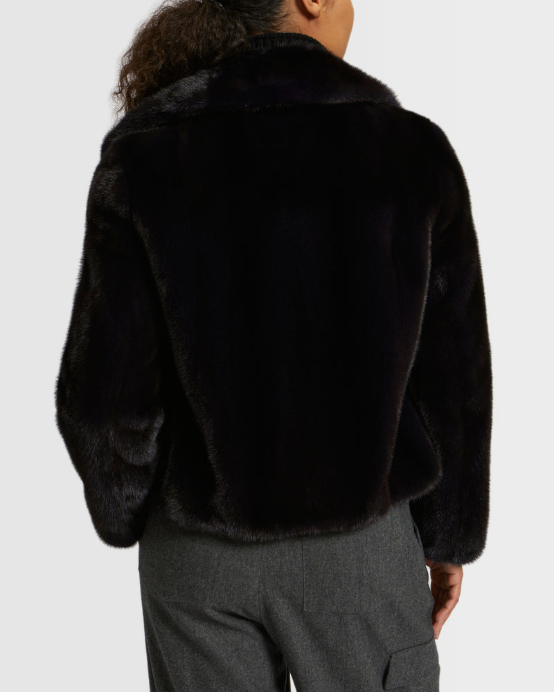 Short jacket in long-haired mink fur