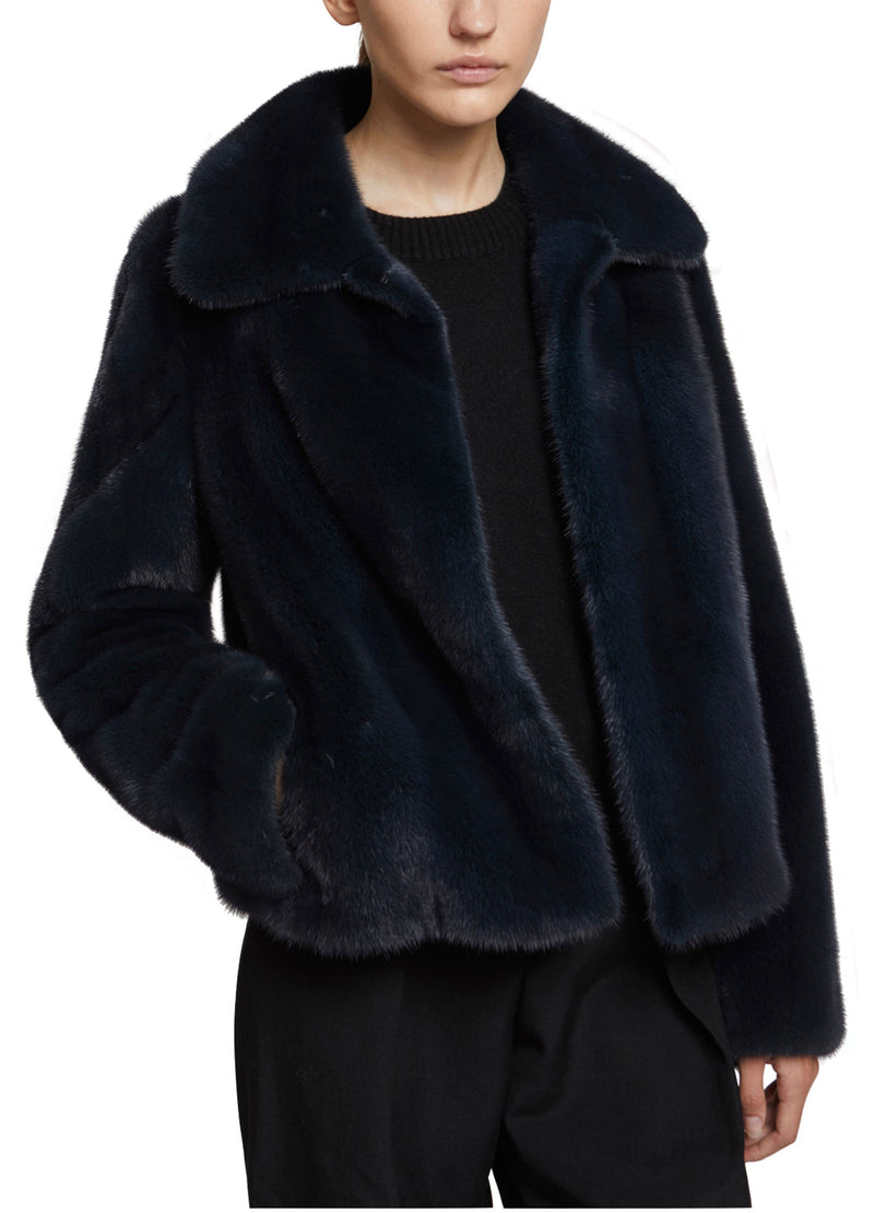 Short jacket in long-haired mink fur