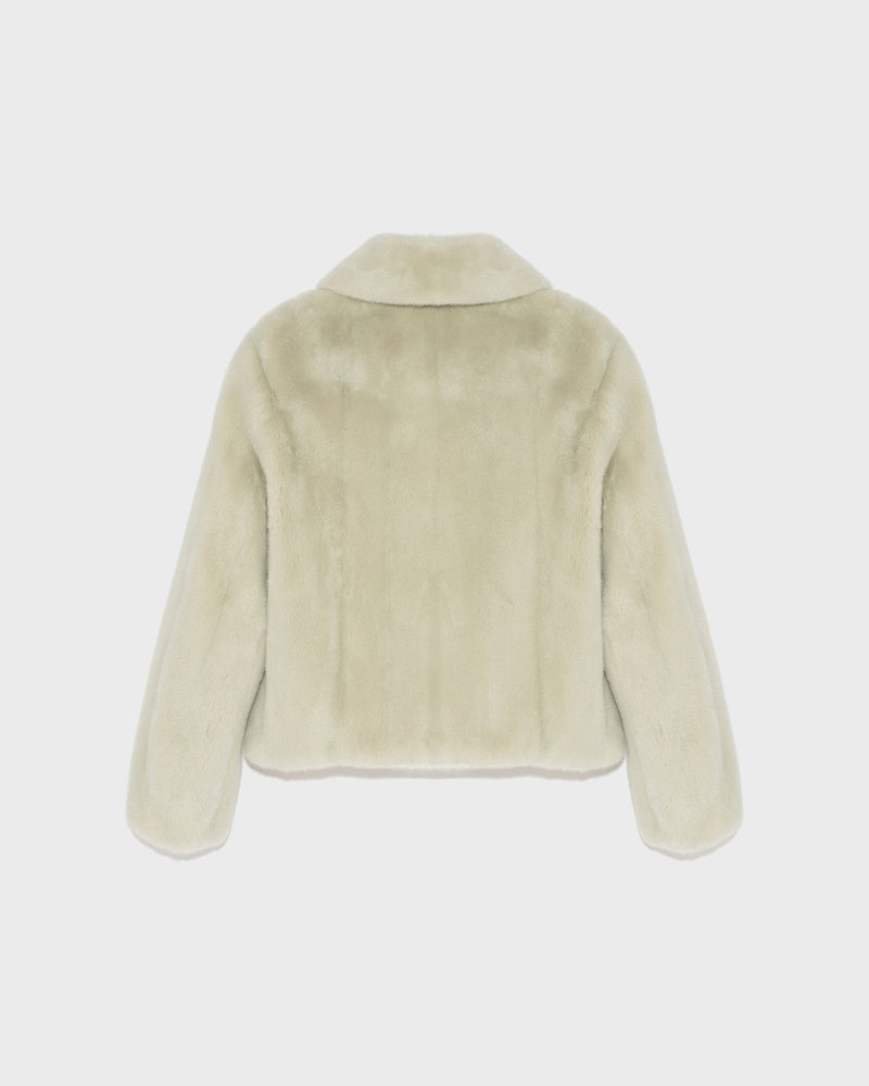 Short jacket in long-haired mink fur - light green - Yves Salomon