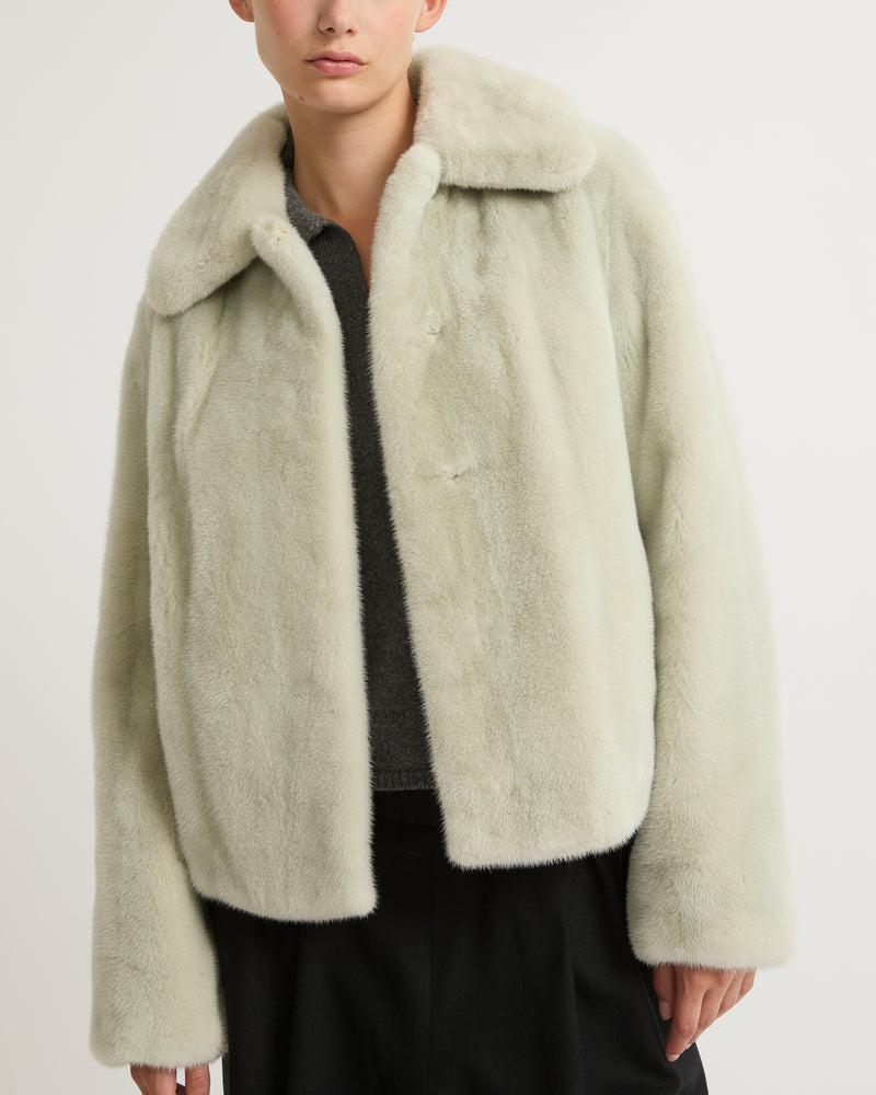 Short jacket in long-haired mink fur