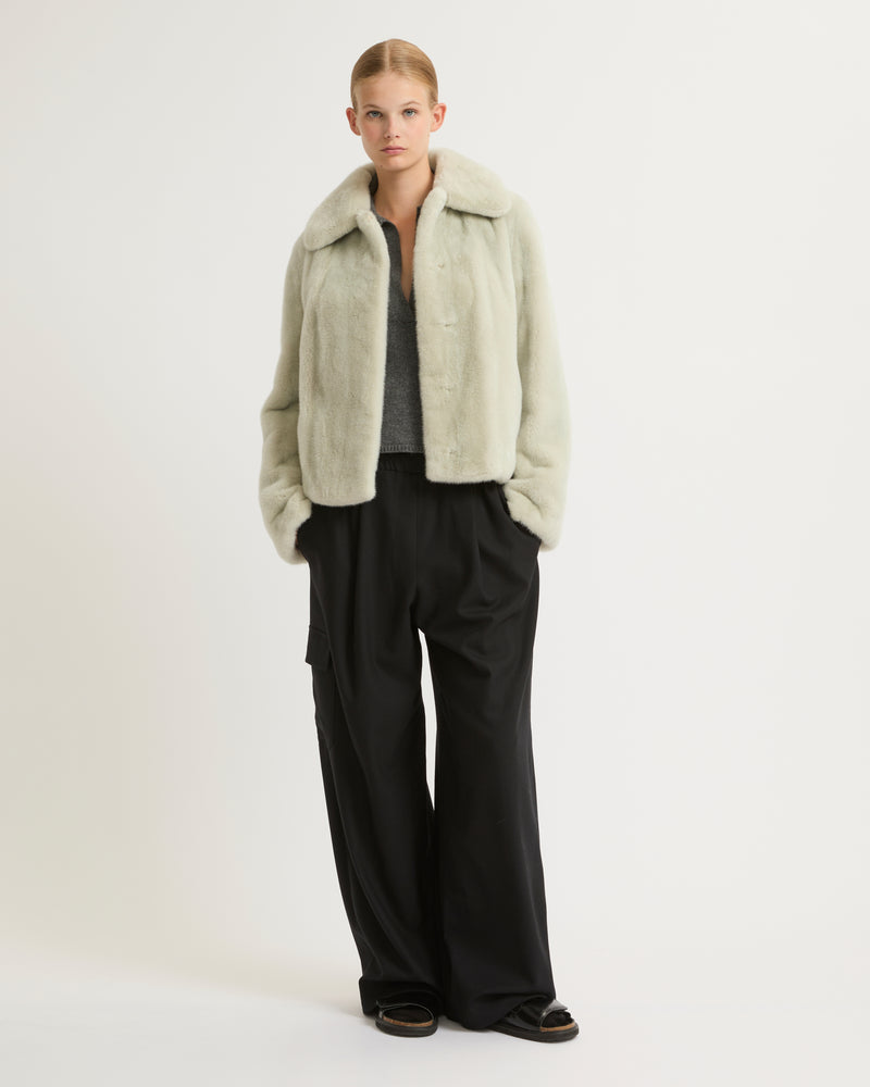 Short jacket in long-haired mink fur - light green - Yves Salomon