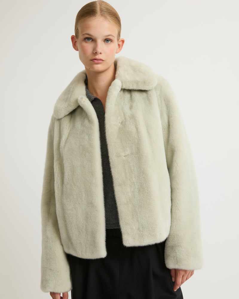 Short jacket in long-haired mink fur - light green - Yves Salomon