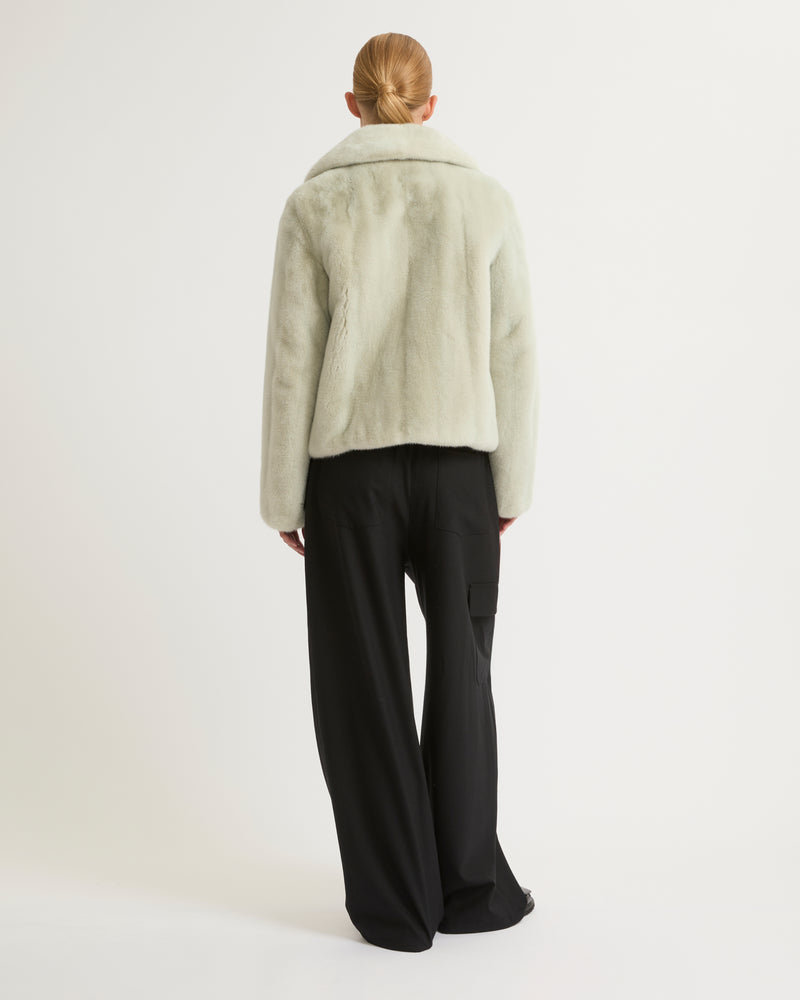 Short jacket in long-haired mink fur - light green - Yves Salomon