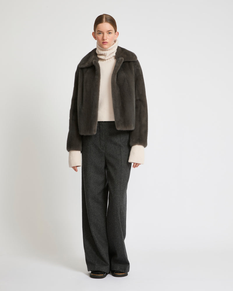 Short jacket in long-haired mink fur - grey - Yves Salomon