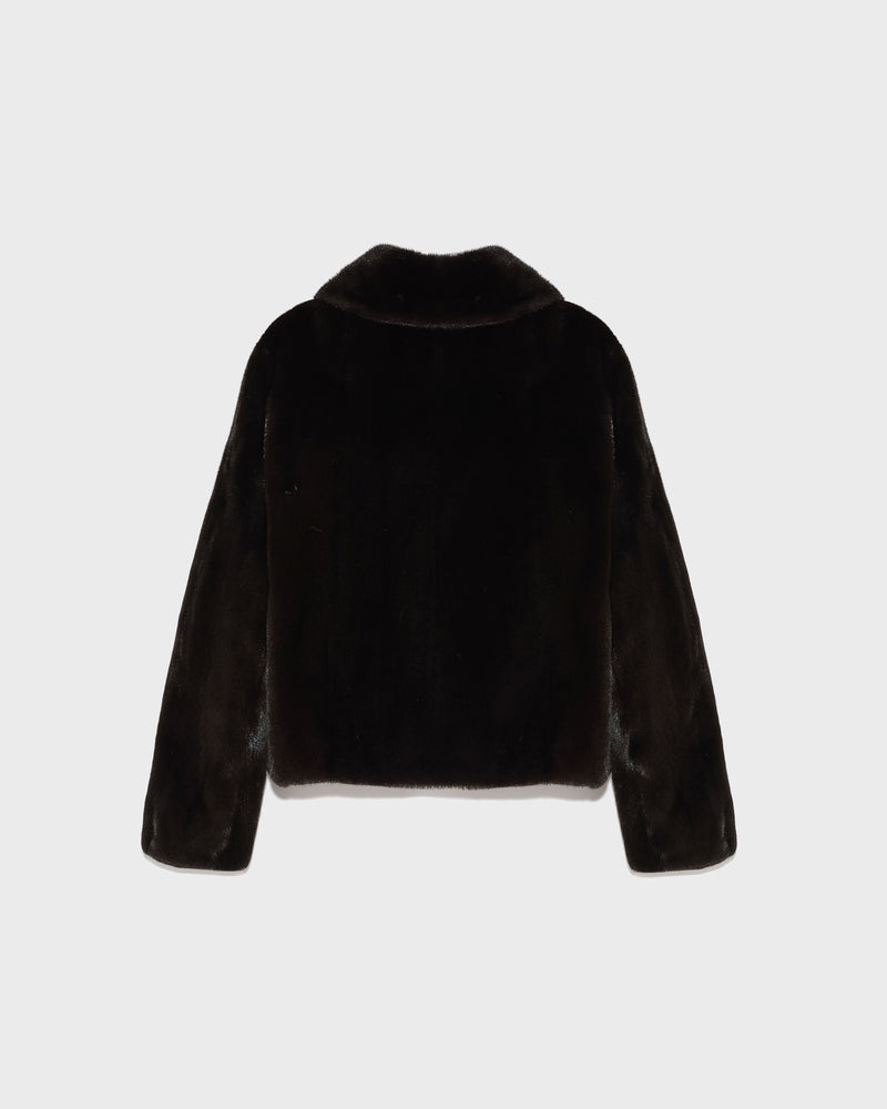 Short jacket in long-haired mink fur - black - Yves Salomon