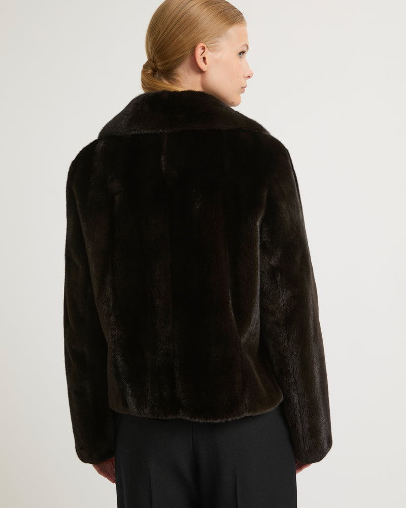 Short jacket in long-haired mink fur