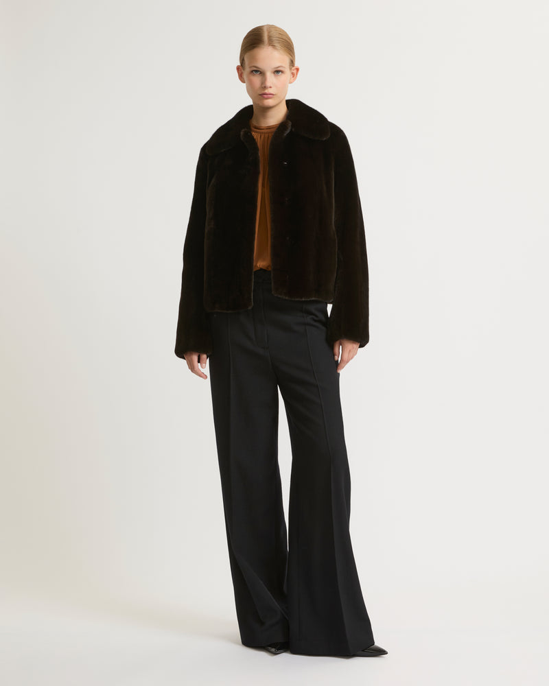 Short jacket in long-haired mink fur - black - Yves Salomon