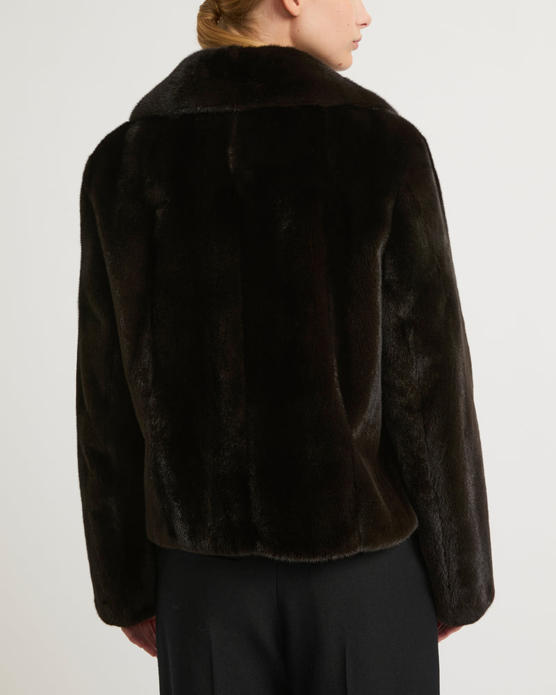 Short jacket in long-haired mink fur