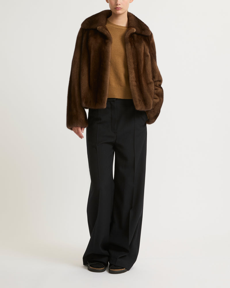 Short jacket in long-haired mink fur