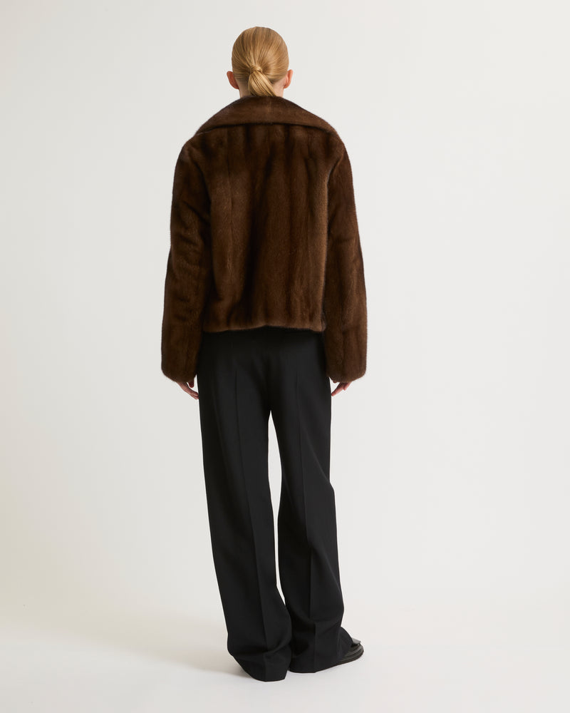 Short jacket in long-haired mink fur