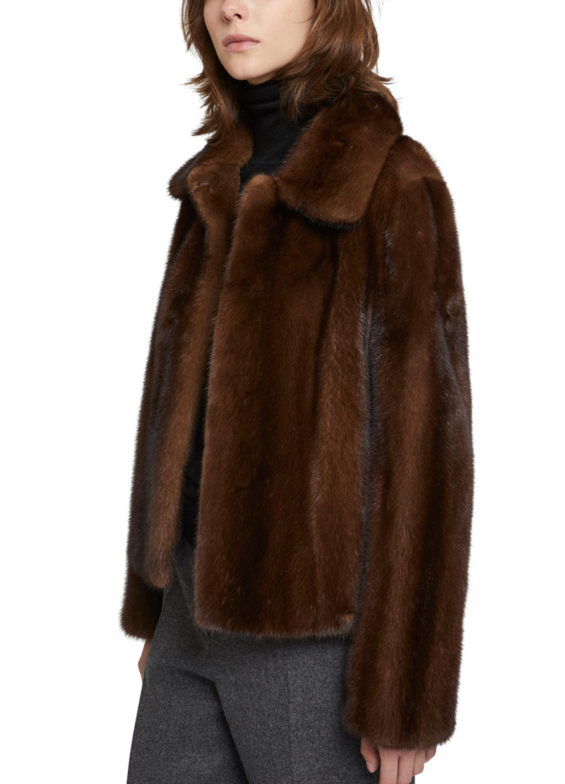Short jacket in long-haired mink fur