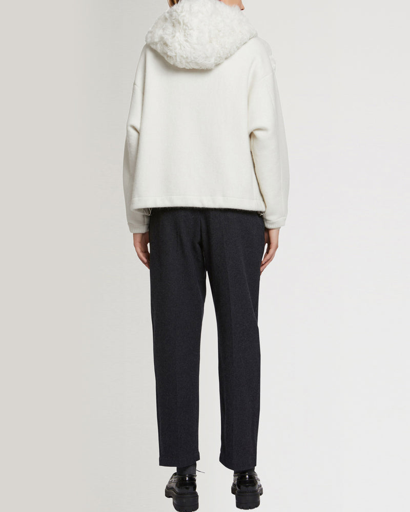 Hooded jacket in knit and curly lamb-Yves Salomon-Winter sale & boxing day