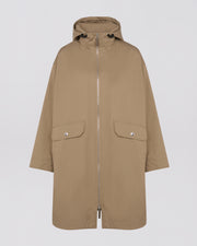 Long parka in technical cotton-mix fabric