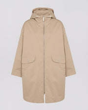 Long parka in technical cotton-mix fabric