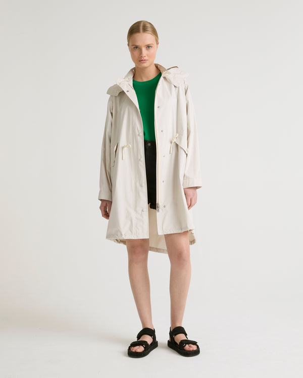 Long fishtail parka in techical fabric