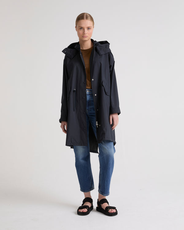 Long fishtail parka in techical fabric