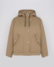 Short parka in technical cotton-mix fabric