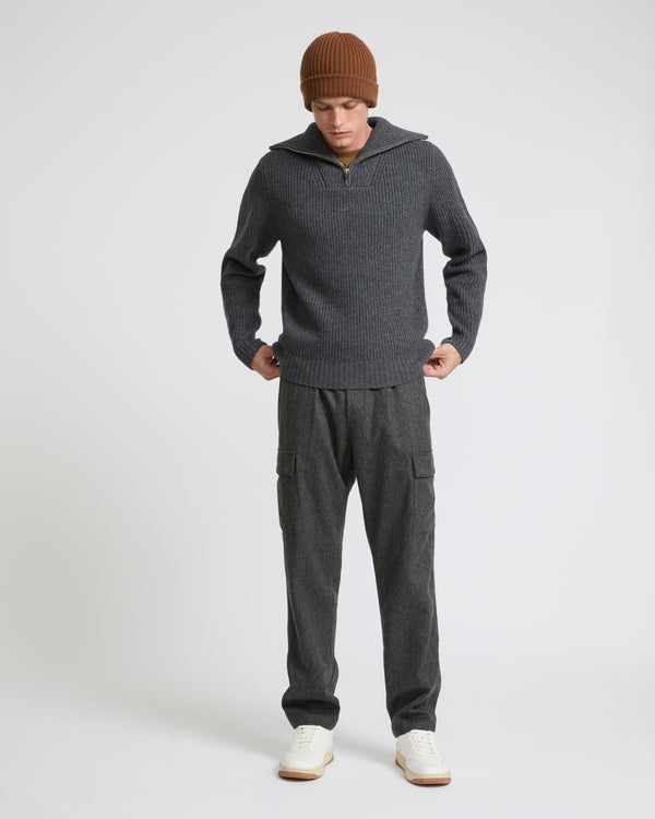 Wool cargo trousers - grey