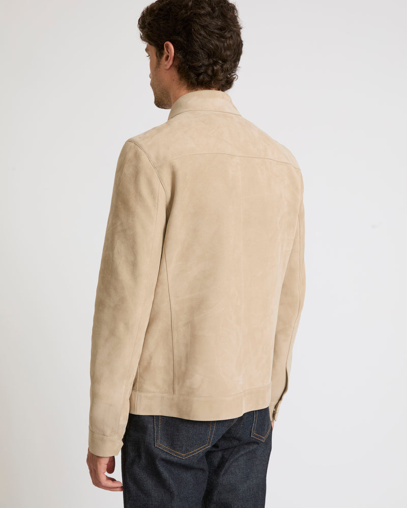 Double-sided velour leather jacket with nappa reverse