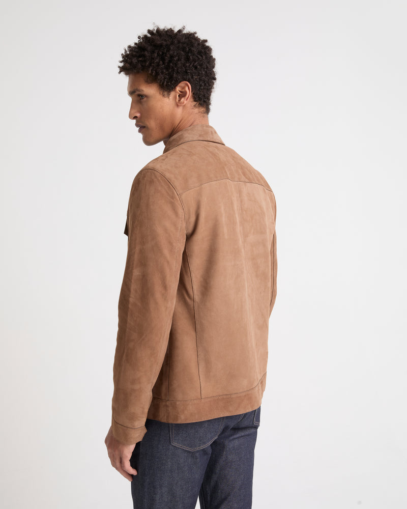 Double-sided velour leather jacket with nappa reverse