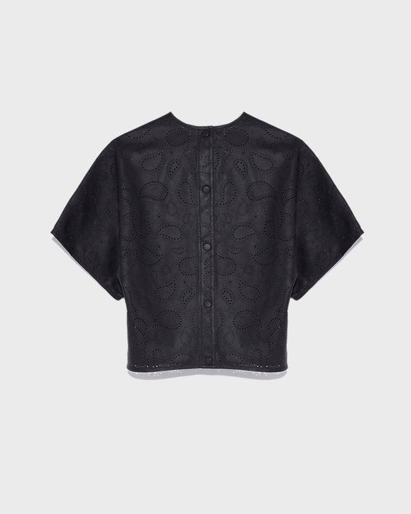 Perforated leather top - black