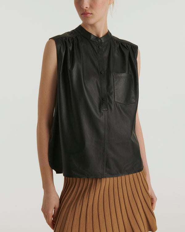 Sleeveless leather top