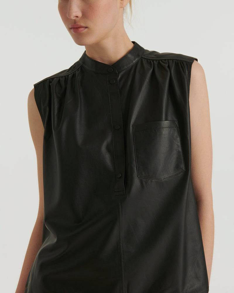 Sleeveless leather top