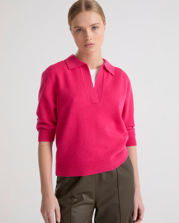 Knit polo shirt - pink - Yves Salomon