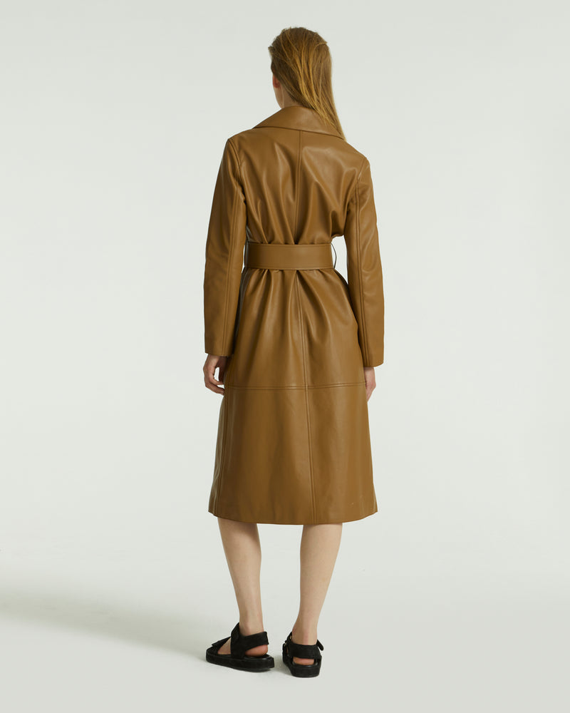 Long leather trench coat