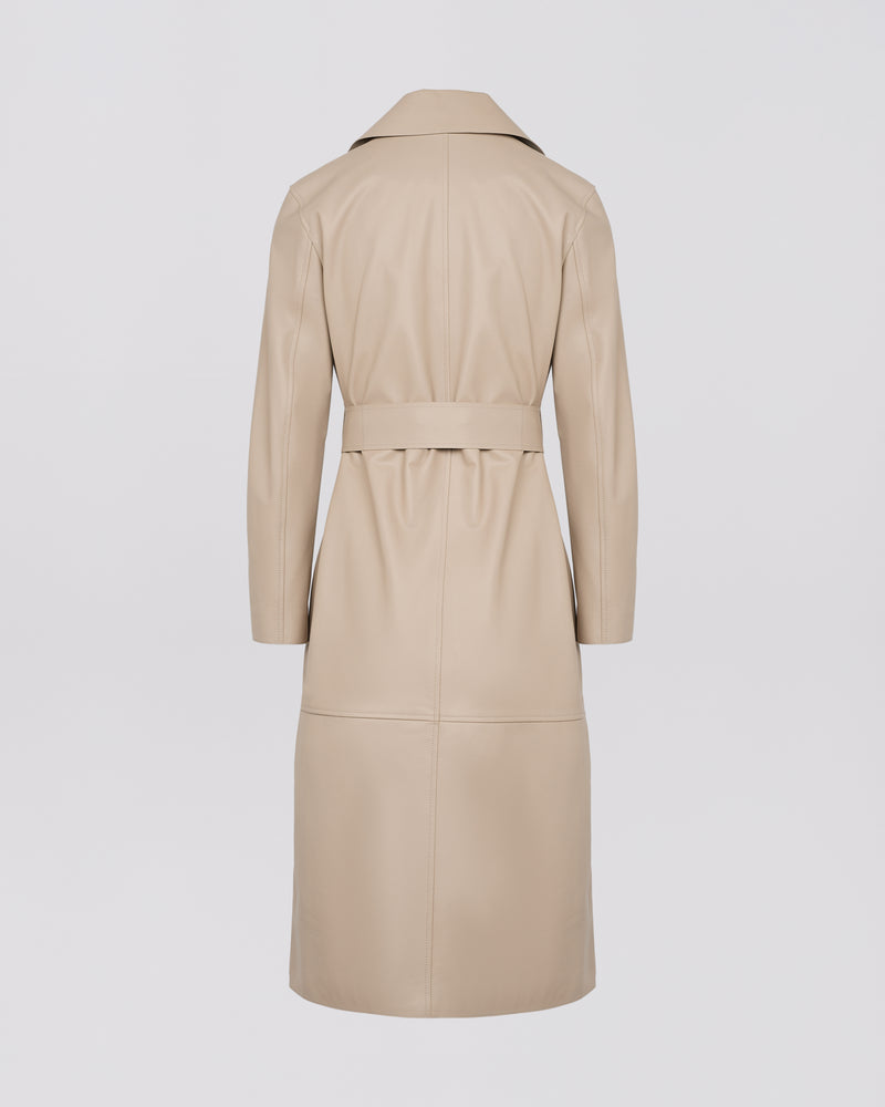 Long leather trench coat