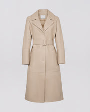 Long lamb leather trench coat