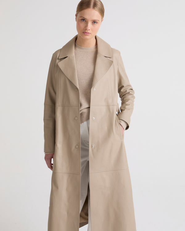 Long leather trench coat